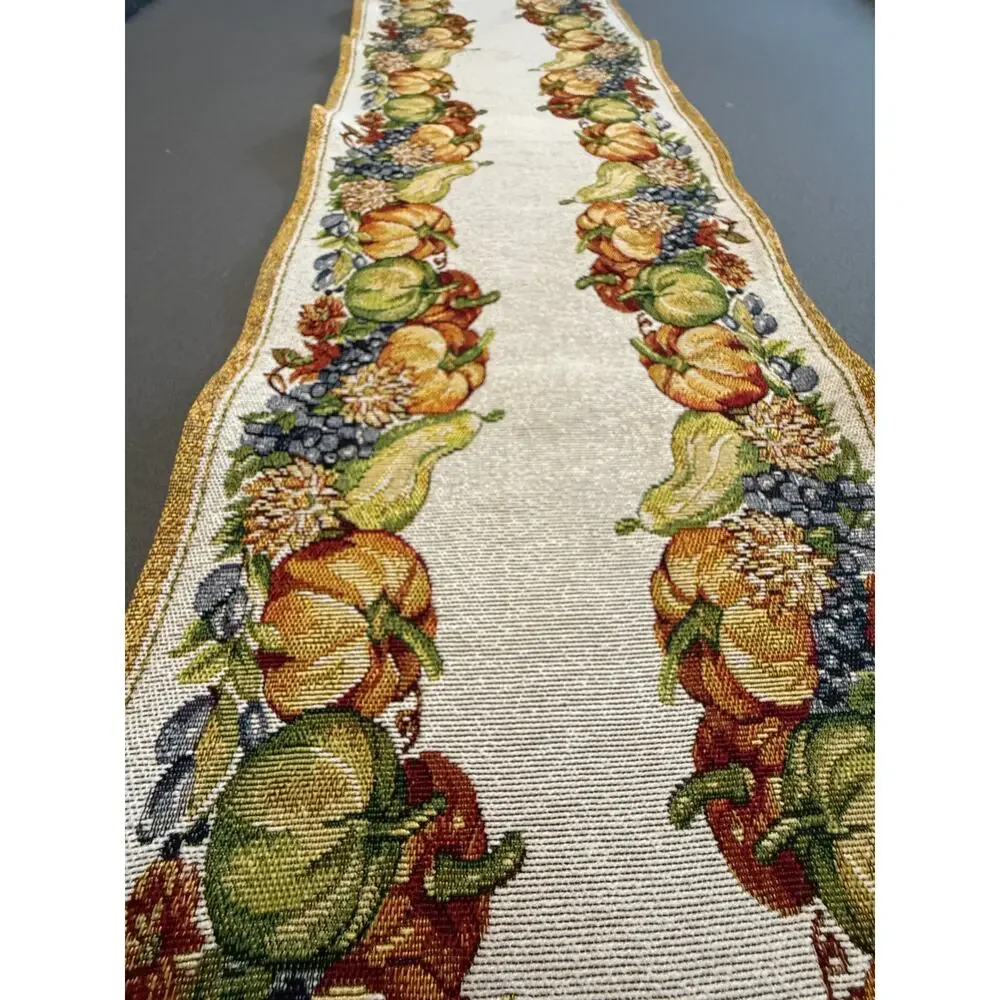 Fall Harvest Pumpkin Table Runner Tapestry Autumn Thanksgiving Table Decor 13x70
